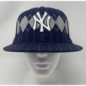 New York Yankees MLB New Era 59Fifty Blue Pinstripes Embroidered Hat Size 7 5/8